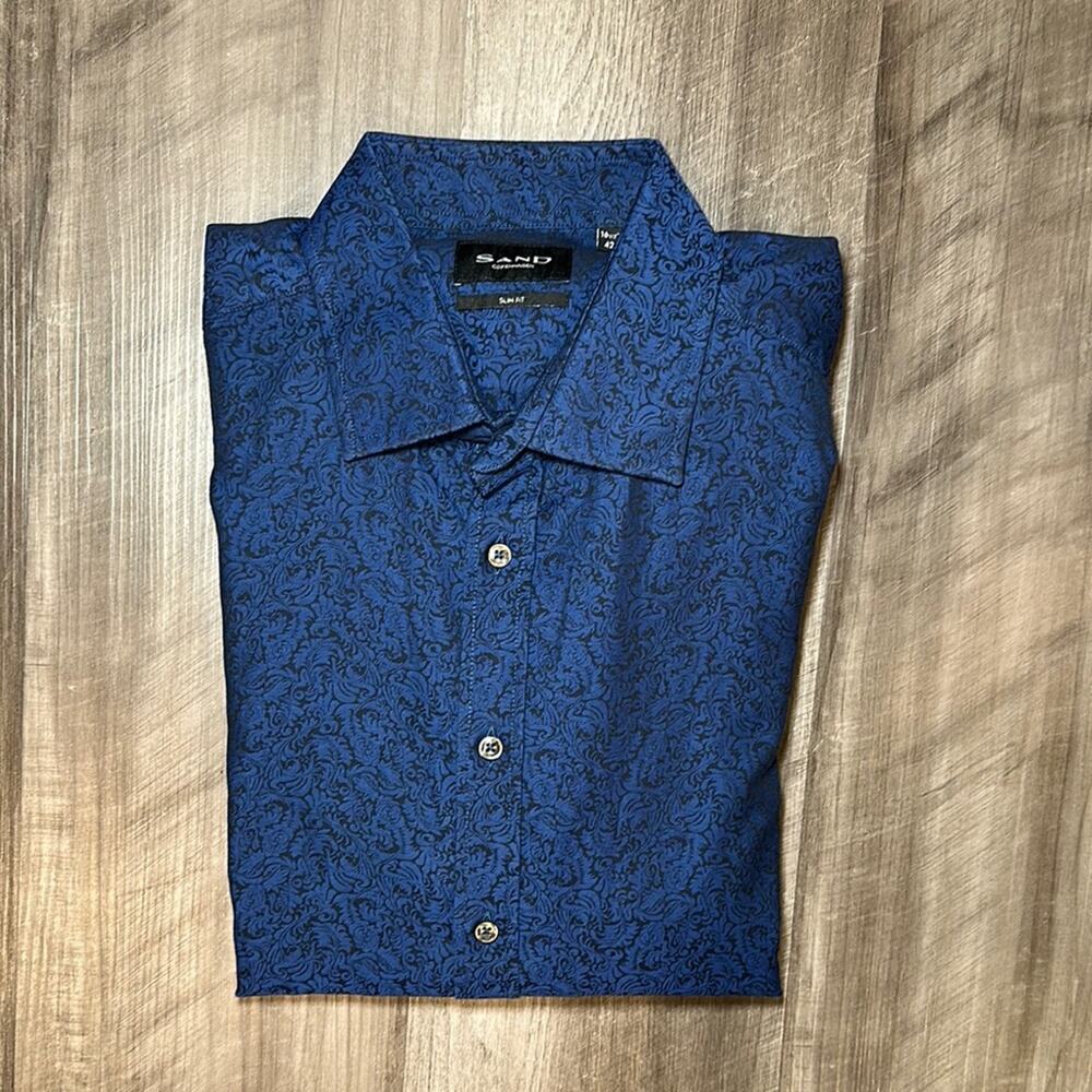 Sand Slim Fit Long Sleeve Button Down 16.5 42 (Large)